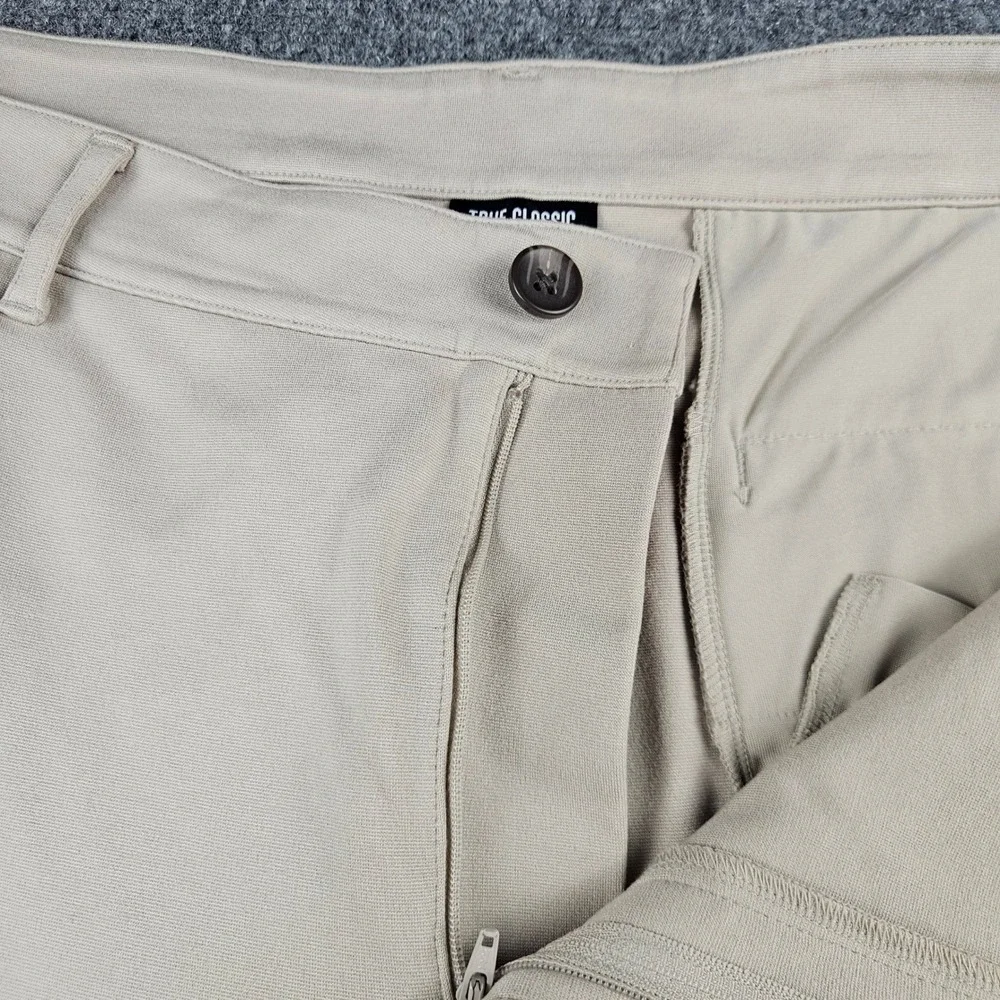 True Classic Chino Pants Mens 40 Khaki Tan Stretch Rayon Nylon‎ Spandex Casual